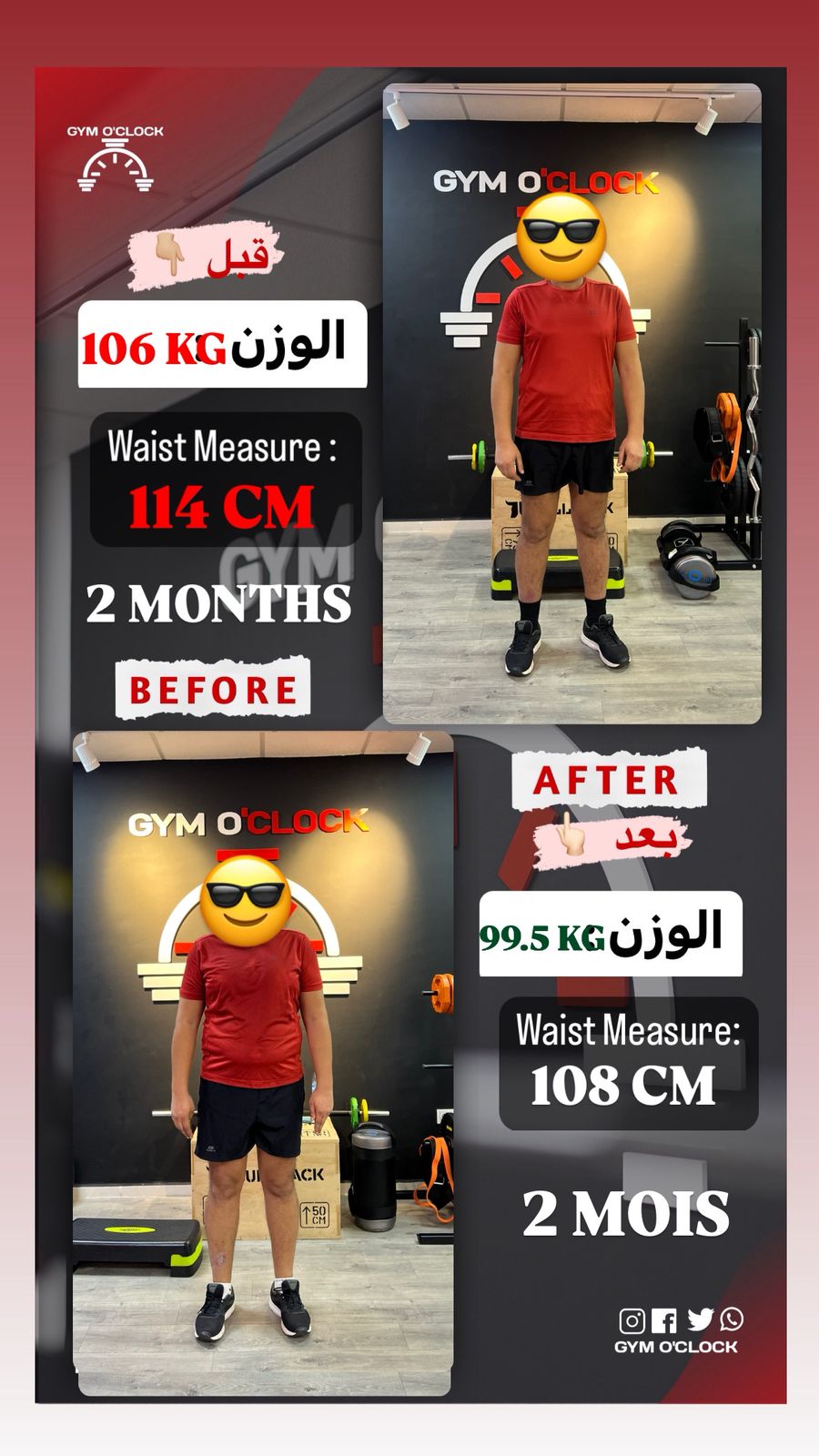 Transformation membre Gym O'Clock 12