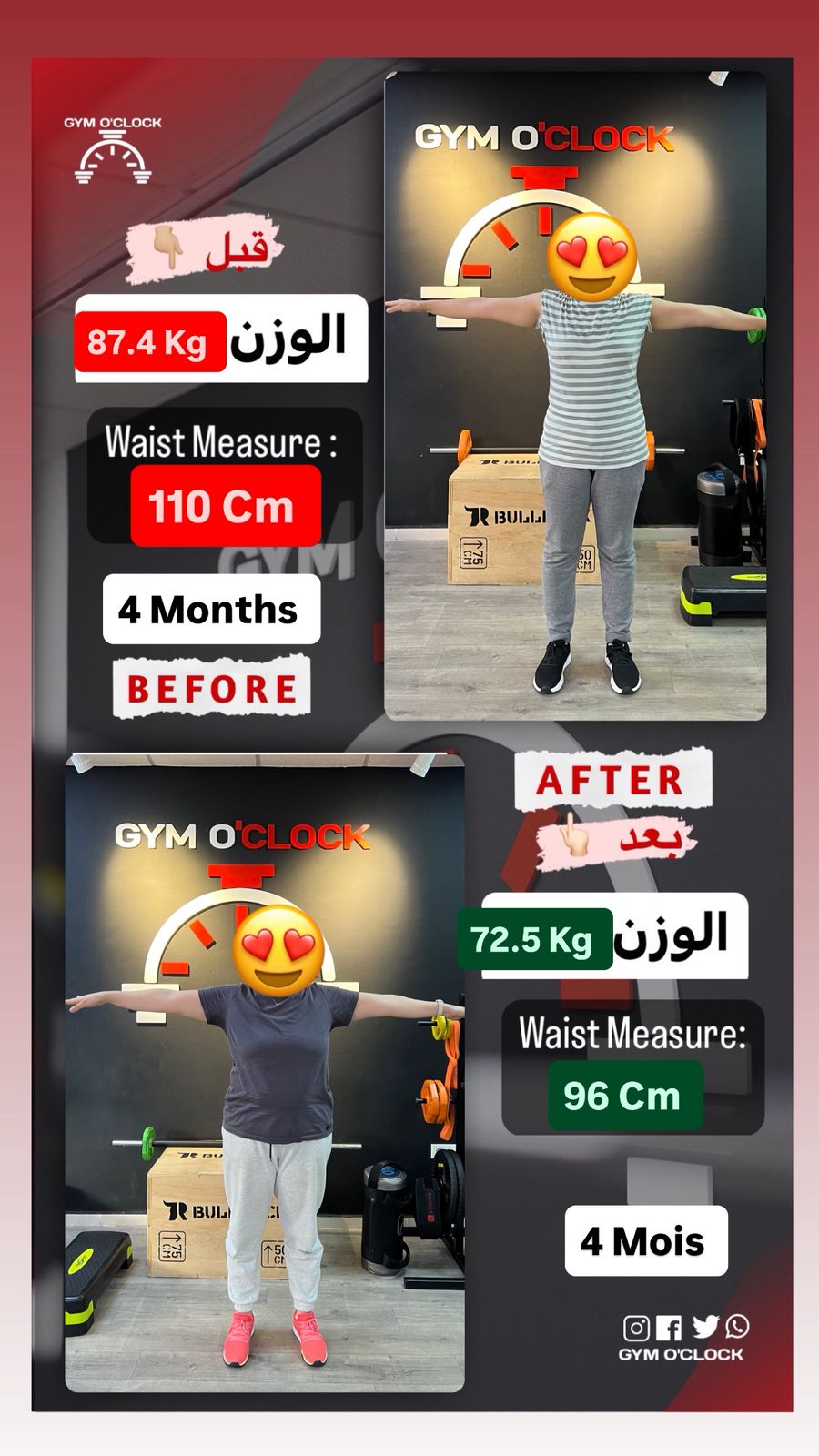 Transformation membre Gym O'Clock 13