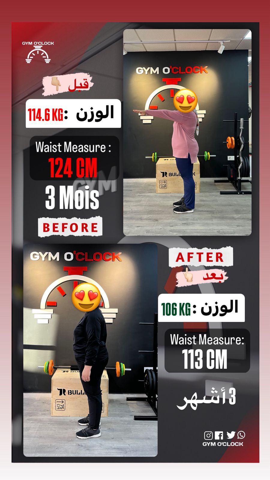 Transformation membre Gym O'Clock 17