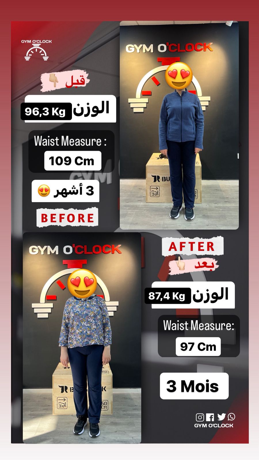 Transformation membre Gym O'Clock 19